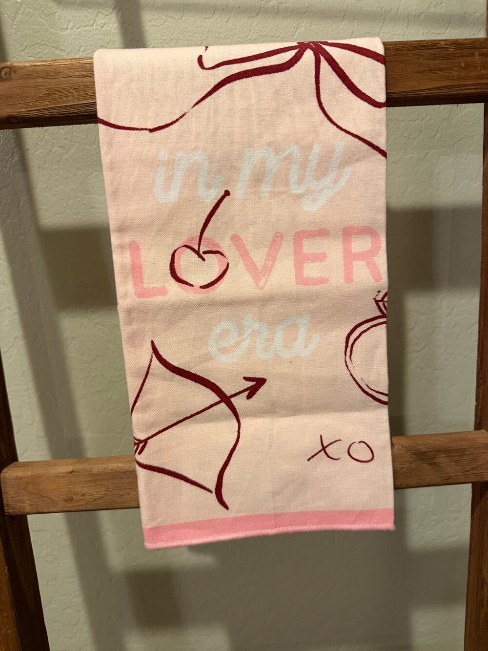 Anthropologie My Lover Era Dish Towel Pink 100% Cotton NWT